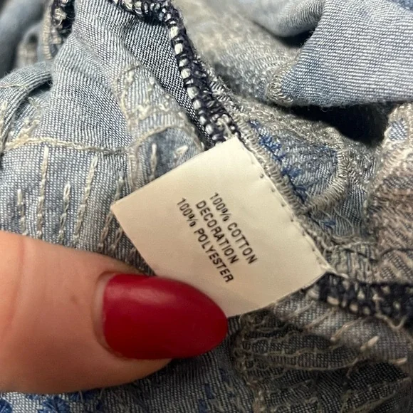 Conditions Apply Women's Embroidered Top Size Medium Blue Long Sleeves - Picture 5 of 5